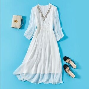 Women's 100% Silk Wrap Dress For Beach REAL SILK LIFE L-XL SK2